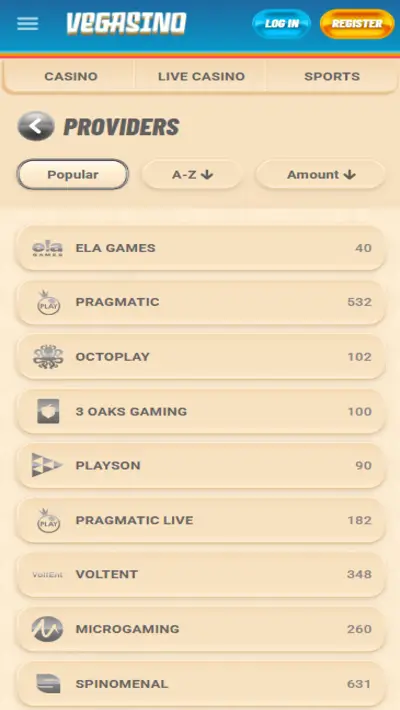 Vegasino Software Mobile