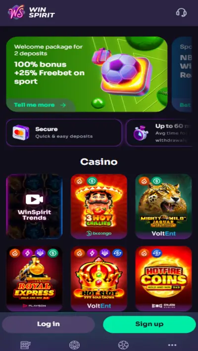 WinSpirit Casino Site Mobile