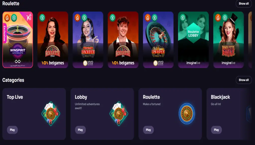 WinSpirit Casino Games