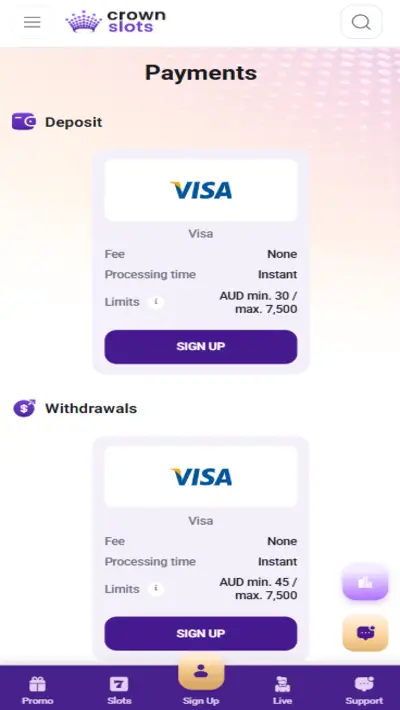 CrownSlots Payments App