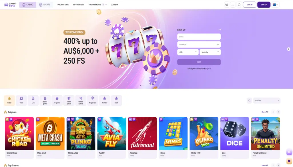 CrownSlots Casino Site