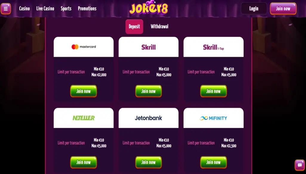 Joker8 Payments
