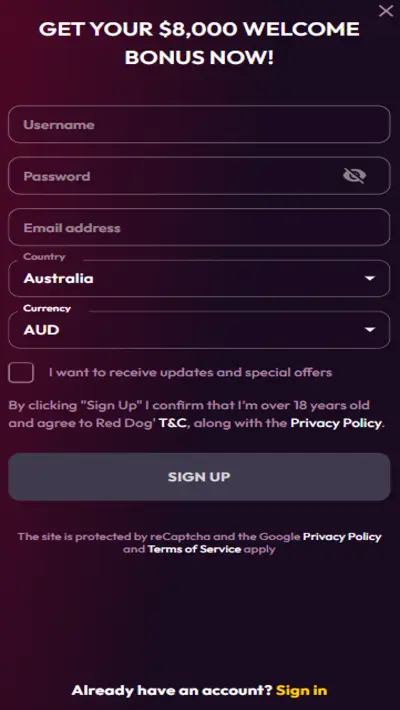 Red Dog Register App