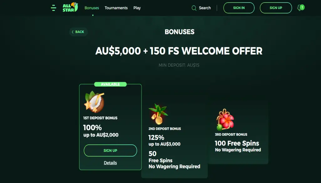 All Star Casino Bonuses