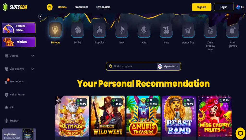 SlotsGem Casino Games