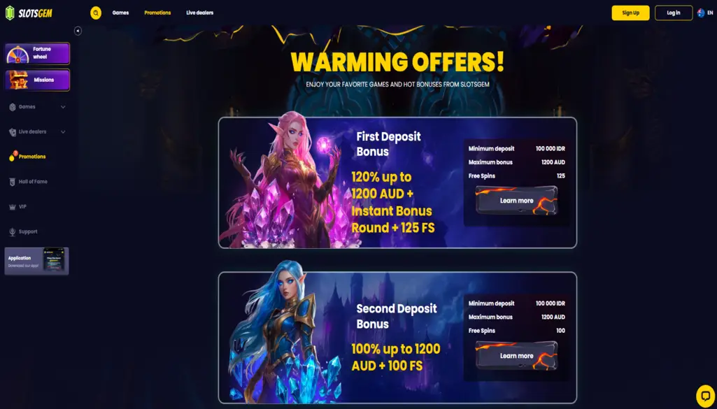 SlotsGem Casino Bonuses