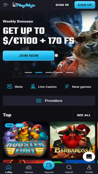 PlayMojo Site Mobile