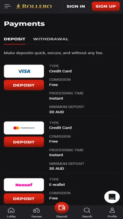 Rollero Payments Mobile